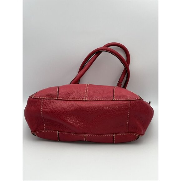 Vintage Fossil Red Leather Shoulder Handbag Purse Zip Closure Pockets EUC - Picture 4 of 8